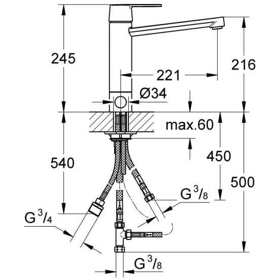 Grohe Einhand-Spültischbatterie Get, Integrierte Vorabsperrung, 30198000, Chrom – Bild 2