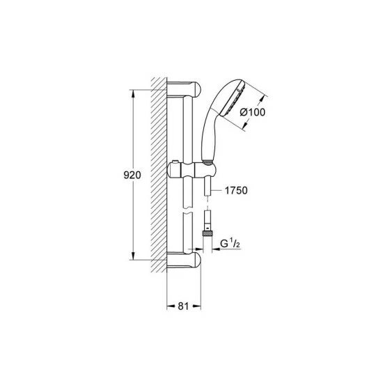 Grohe Brausestangenset I 100 TEMPESTA 900 Mm, Mit Durchflusskonstanthalter 9,5 L/min Chrom – Bild 3