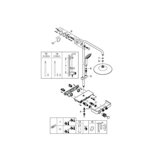 Grohe Duschsystem SmartControl System EUPHORIA 260 Mono, Mit Thermostatbatterie Chrom – Bild 4