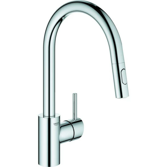 Grohe Einhand-Spültischbatterie CONCETTO DN 15, Hoher Auslauf Herausziehbare Dual Spülbrause Chrom
