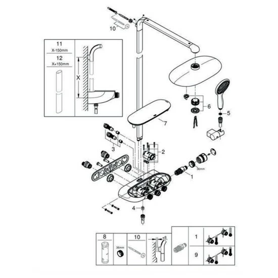 Grohe Duschsystem SYSTEM SMARTCONTROL 360 DUO RAINSHOWER Mit Thermostatbatterie Für Die Wandmontage Chrom – Bild 13