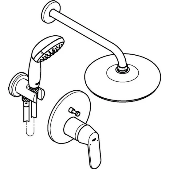 Grohe Duschsystem EUROSMART COSMOPOLITAN Mit Tempesta 210 Kopfbrause Chrom – Bild 2