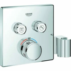 Grohe Thermostat GROHTHERM SMARTCONTROL Eckig, 2 Absperrventile, Brausehalter Chrom