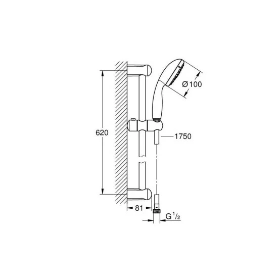 Grohe Brausestangenset 100 TEMPESTA Brausestange 600 Mm Chrom – Bild 3