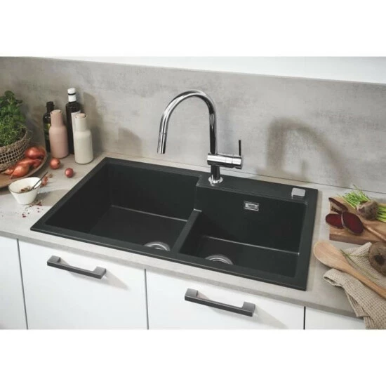Grohe Einhand-Spültischbatterie MINTA C-Auslauf, Herausziehbare Dual Spülbrause Chrom – Bild 5