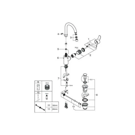 Grohe Einhand-Waschtischbatterie COSMOPOLITAN EUROSTYLE DN 15, L-Size, Bogenauslauf Chrom – Bild 5