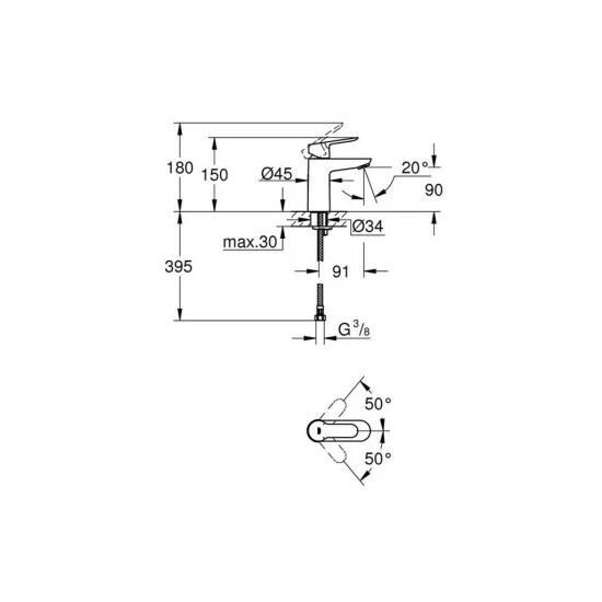 Grohe Einhand-Waschtischbatterie BAUEDGE DN 15 Glatter Körper Chrom – Bild 4