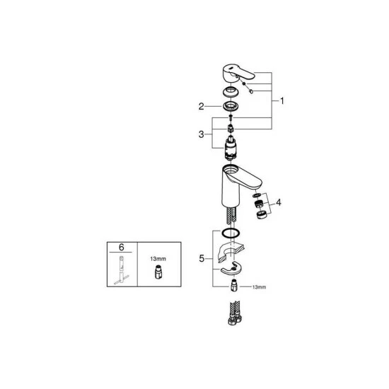 Grohe Einhand-Waschtischbatterie BAUEDGE DN 15 Glatter Körper Chrom – Bild 5