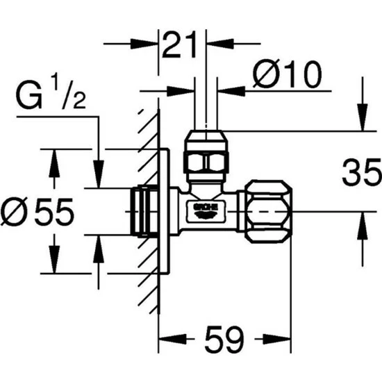 Grohe Eckventil DN 15, Abgang 3/8" Mit Schubrosette Aus Metall Chrom – Bild 4