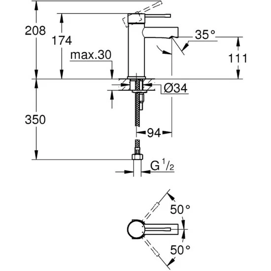 Grohe Einhand-Waschtischbatterie ESSENCE DN 15, S-Size, Glatter Körper Chrom – Bild 2