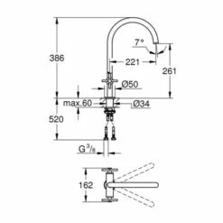 Grohe Zweigriff-Spültischbatterie Atrio 30362 C-Auslauf Supersteel, 30362DC0