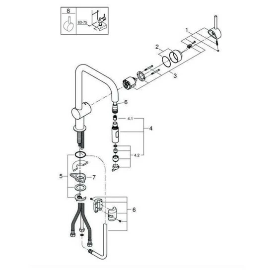 Grohe Einhand-Spültischbatterie MINTA U-Auslauf, Herausziehbare Dual Spülbrause Chrom – Bild 6