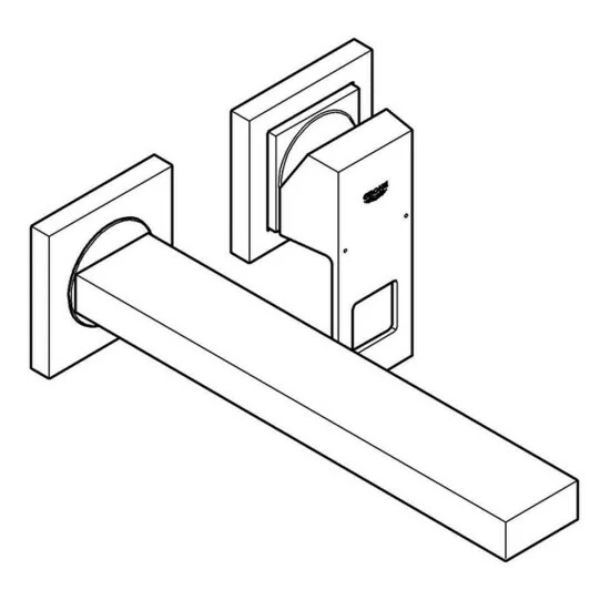 Grohe 2-Loch-Waschtischbatterie EUROCUBE Wandmontage Ausladung 231 Mm Chrom – Bild 2