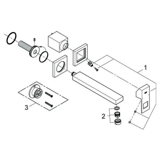 Grohe 2-Loch-Waschtischbatterie EUROCUBE Wandmontage Ausladung 231 Mm Chrom – Bild 10