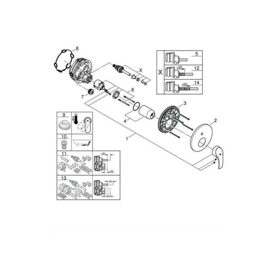 Grohe Einhand-Wannenbatterie EUROSMART Fertigmontageset Für Rapido SmartBox (35600) Chrom – Bild 4