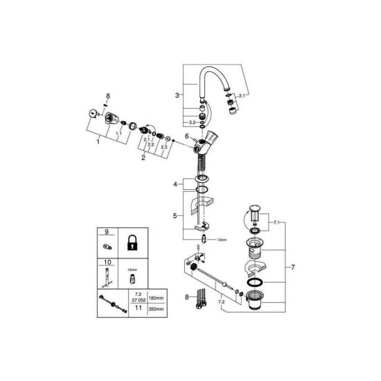 Grohe Costa Zweigriff-Waschtischbatterie Chrom - 21375001 – Bild 4
