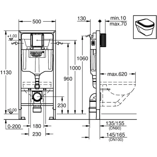 Grohe Rapid SL Vorwand-Element Mit WC-Spülkasten GD 2 - 38528001 – Bild 6