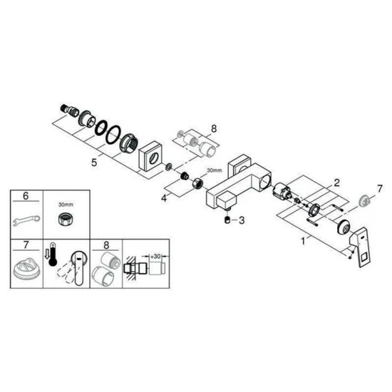 Grohe Eurocube Brausebatterie Wandmontage Chrom - 23145000 – Bild 8