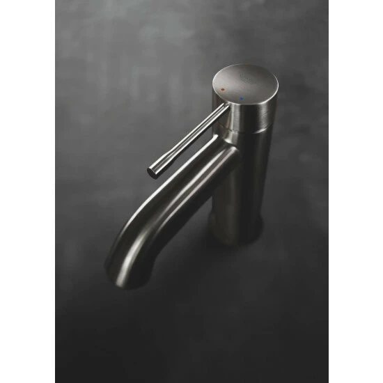 Grohe Einhand-Waschtischbatterie ESSENCE S-Size Mit Zugstangen-Ablaufgarnitur Hard Graphite Gebürstet – Bild 9