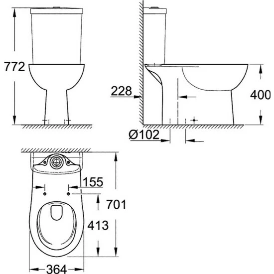 Grohe Stand-WC-Kombination BAU KERAMIK Tief, Spülrandlos Alpinweiß – Bild 6