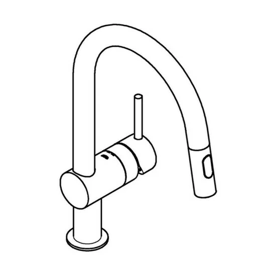 Grohe Einhand-Spültischbatterie MINTA C-Auslauf, Herausziehbare Dual Spülbrause Hard Graphite Gebürstet – Bild 3