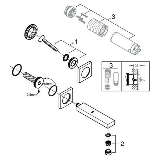 Grohe 2-Loch-Waschtischbatterie EUROCUBE JOY Wandmontage Ausladung 171 Mm Chrom – Bild 7