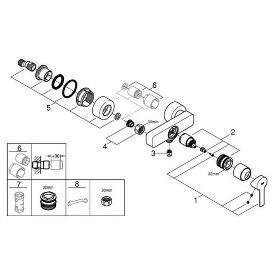 Grohe Einhand-Brausebatterie LINEARE DN 15 Chrom – Bild 6
