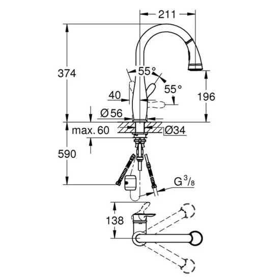 Grohe Einhand-Spültischbatterie PARKFIELD DN 15 Chrom – Bild 2