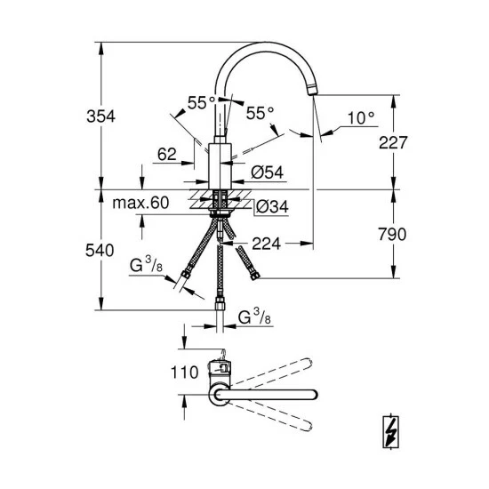 Grohe Eurosmart Cosmopolitan Spültischbatterie Hoher Auslauf Niederdruck Chrom - 31180000 – Bild 3