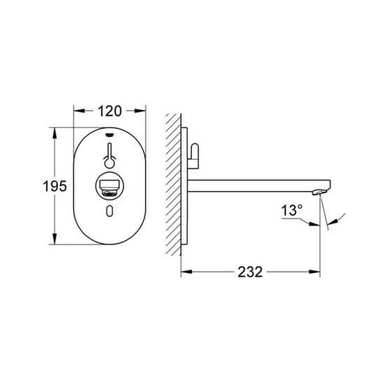 Grohe Infrarot-Elektronik CE EUROSMART DN 15, Für Waschtisch, Ausladung 232 Mm Chrom – Bild 2