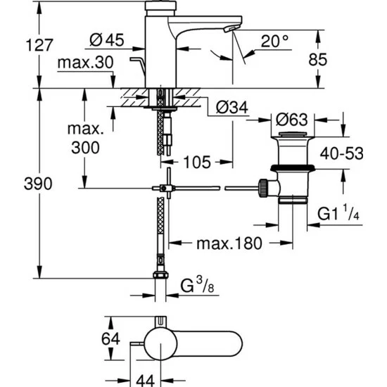Grohe Eurosmart CT Selbstschluss-Waschtischbatterie Mit Mischung Chrom - 36318000 – Bild 3