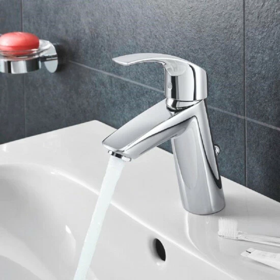 Grohe Einhand-Waschtischbatterie EUROSMART DN 15, S-Size, Glatter Körper Chrom – Bild 8