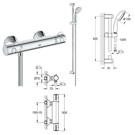 Grohe Grohtherm 800, 34566000, Thermostat-Brausebatterie – Bild 7