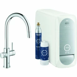 Grohe Starter-Kit BLUE HOME Spültischbatterie C-Auslauf Supersteel