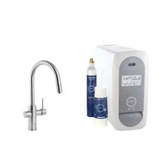Grohe Starter-Kit BLUE HOME Spültischbatterie C-Auslauf Supersteel – Bild 2
