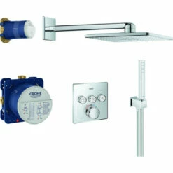 Grohe UP-Duschsystem GROHTHERM SMARTCONTROL Eckig, 3 Absperrventile Chrom