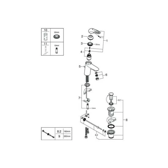Grohe Einhand-Waschtischbatterie EUROSTYLE DN 15, S-Size, Offener Metall-Hebelgriff Chrom – Bild 4