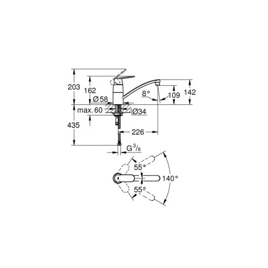 Grohe Einhand-Spültischbatterie C EUROSMART DN 15 Mousseur Chrom – Bild 4