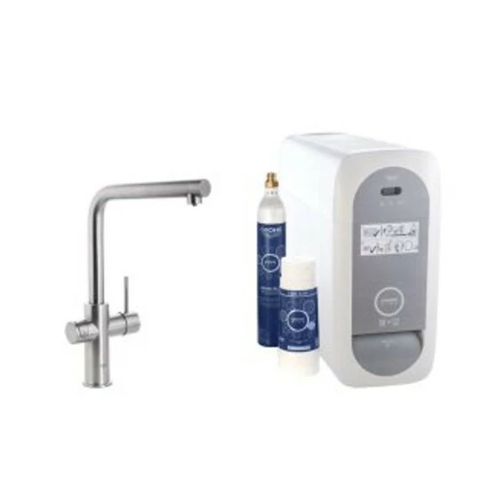 Grohe Einhand-Spültischbatterie BLUE HOME Starter-Kit, L-Auslauf Supersteel – Bild 2