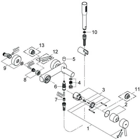 Grohe Einhand-Wannenbatterie CONCETTO DN 15, Mit Brausegarnitur Chrom – Bild 7