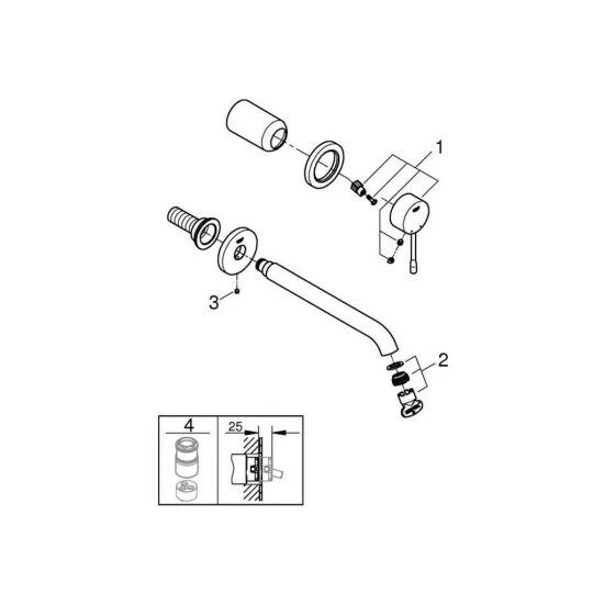 Grohe 2-Loch-Waschtischbatterie ESSENCE Ausladung 230 Mm Hard Graphite Gebürstet – Bild 5