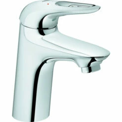 Grohe Einhand-Waschtischbatterie EUROSTYLE DN 15, S-Size, Offener Metall-Hebelgriff, Glatter Körper Chrom