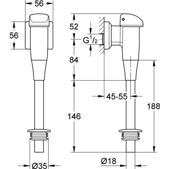 Grohe Urinal-Spüler OTHERS DN 15, Aufputz Chrom – Bild 2