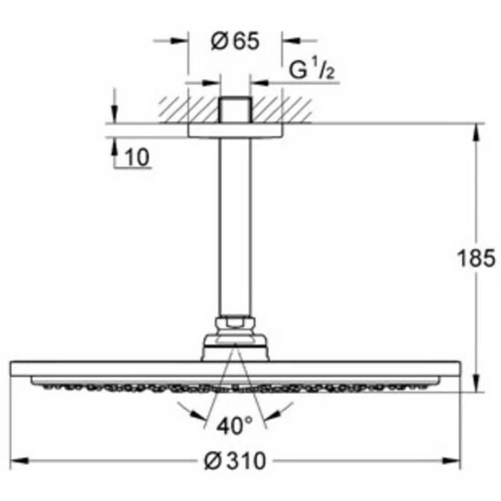 Grohe Kopfbrauseset Cosmopolitan RAINSHOWER 310 Deckenauslauf 142 Mm Cool Sunrise Gebürstet – Bild 3