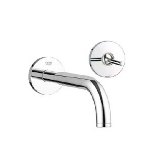 Grohe 2 Loch Waschtisch Wandarmatur Atrio 19918 FMS Ausladung 221mm Supersteel, 19918DC3 – Bild 4