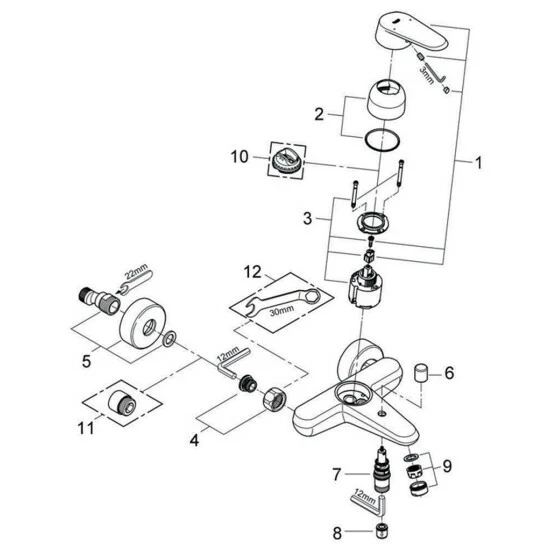 Grohe Einhand-Wannenbatterie COSMOPOLITAN EURODISC DN 15 Chrom – Bild 7