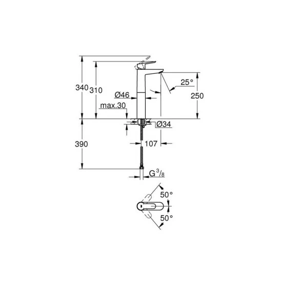 Grohe Einhand-Waschtischbatterie BAUEDGE DN 15, XL-Size Chrom – Bild 3