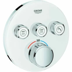 Grohe Thermostat GROHTHERM SMARTCONTROL Rund, 3 Absperrventile Moon White