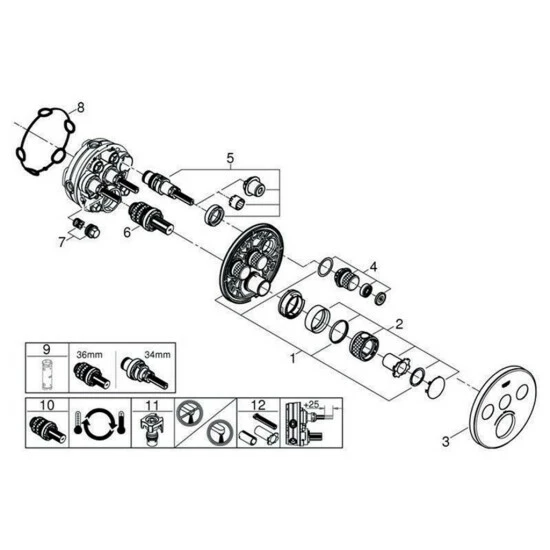 Grohe Thermostat GROHTHERM SMARTCONTROL Rund, 3 Absperrventile Moon White – Bild 6