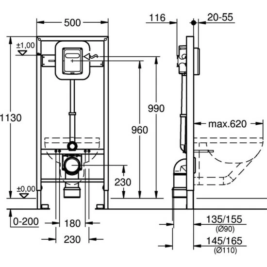 Grohe Rapid SL Vorwand-Element Für WC-Druckspüler - 38519001 – Bild 2
